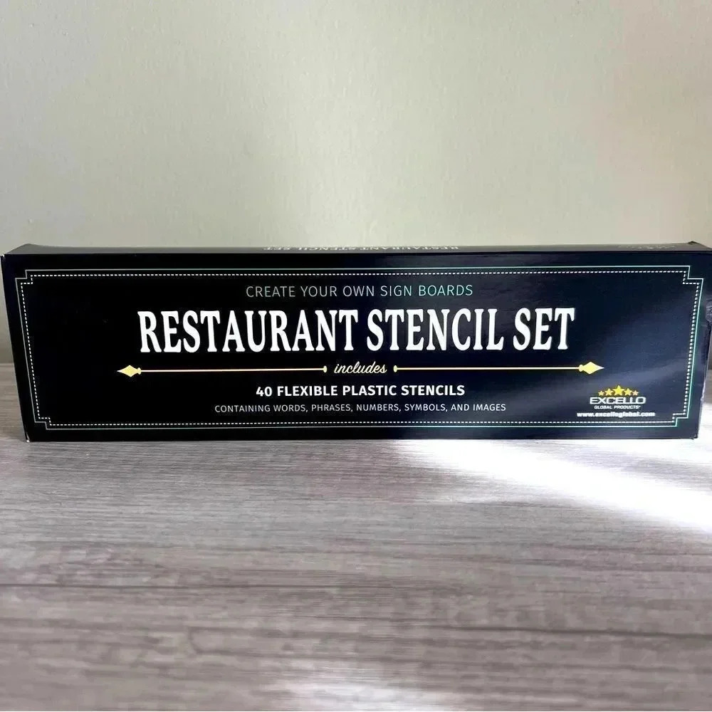 Restaurant Stencil Set Excello Global Includes 40 Flexible Plastic Stencils